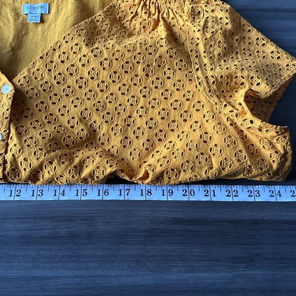 NWOT J Crew Eyelet Button Front Short Sleeves Peplum Yellow Top Size 3X - Picture 11 of 12